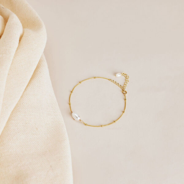 14K Gold Dainty Oval Pearl Bracelet with Satellite Chain, Natural Freshwater Pearl Bracelet, Single Pearl Bracelet, Wedding Bracelet, Bridesmaid Gift - Image 10