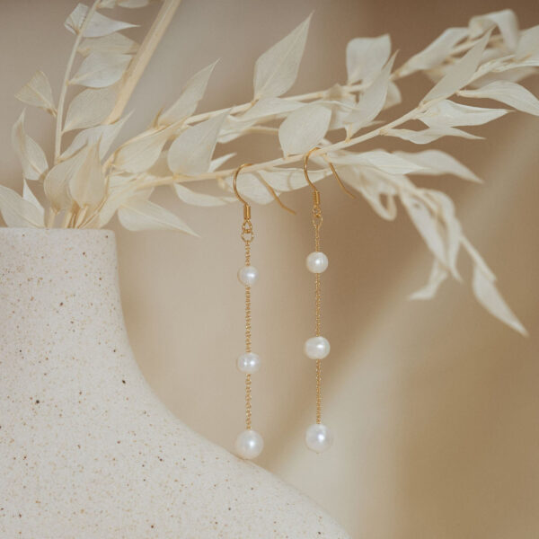 14K Gold Natural Freshwater Pearl Drop Earrings, Pearl Dangle Earrings, Long Pearl Earrings, Bridal Earrings, Wedding Jewellery, Bridesmaid Gift - Image 8